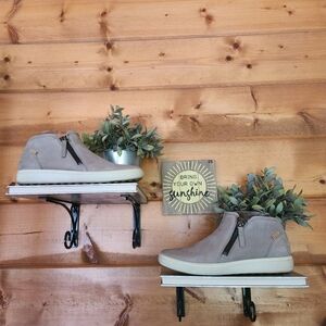 ECCO Soft 7 Gray Nubuck Leather Zip Side Ankle Booties Flex Comfort Shoes Size 7